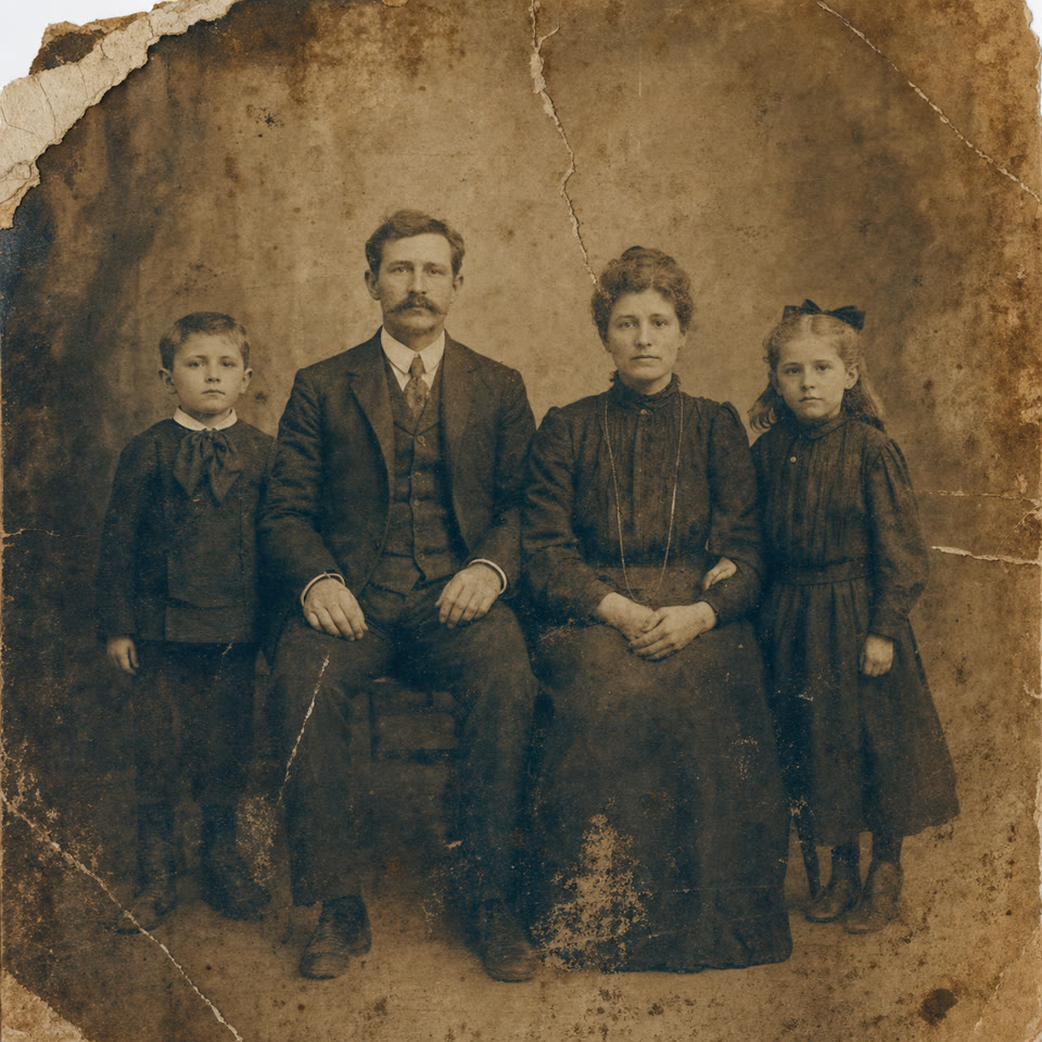 Исходная фотография: Семейный портрет 1910 года